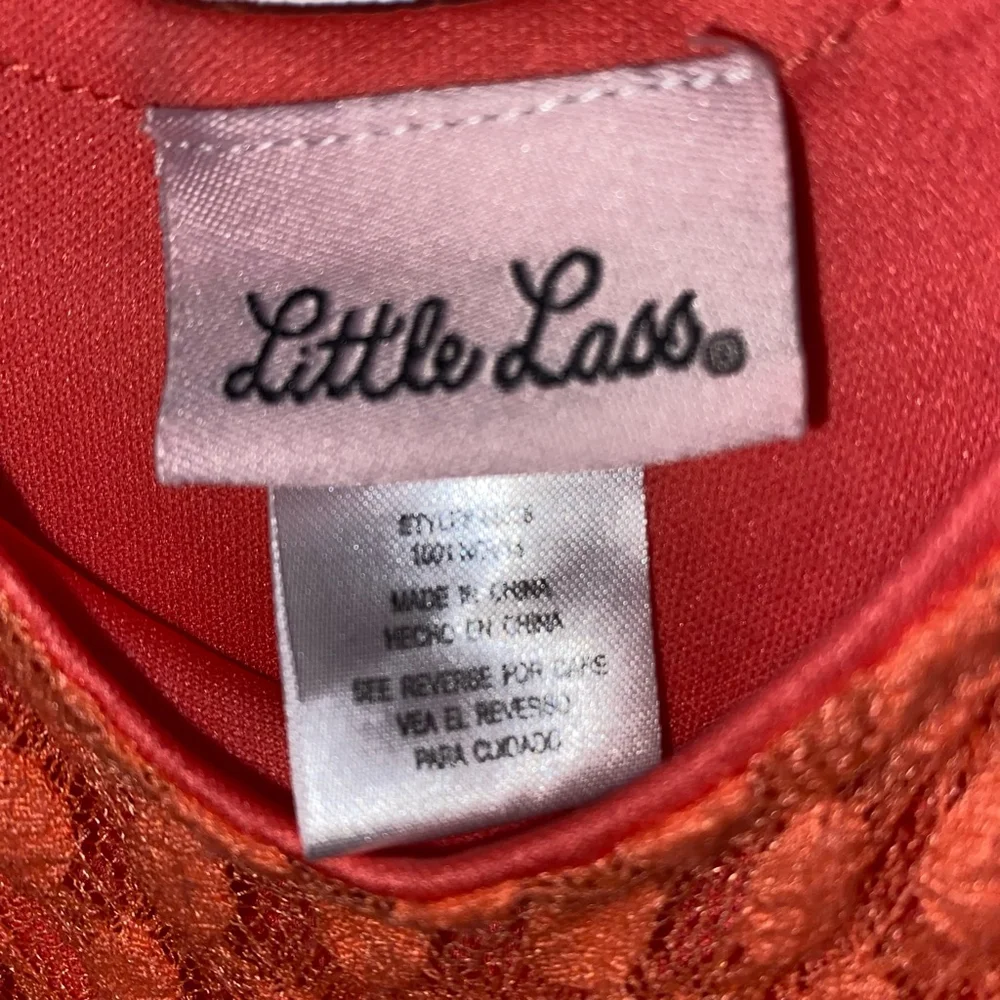 Girls Little Lass Orange Lace Ruffle Summer Dress with faux floral belt Size 4